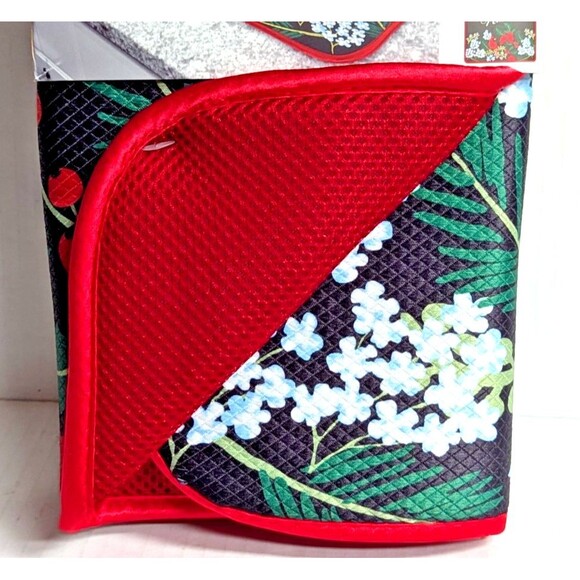 Christmas Cardinal Feliz Navidad Dish Drying Mats 2pc Reversible Red Kitchen NEW - Picture 3 of 8